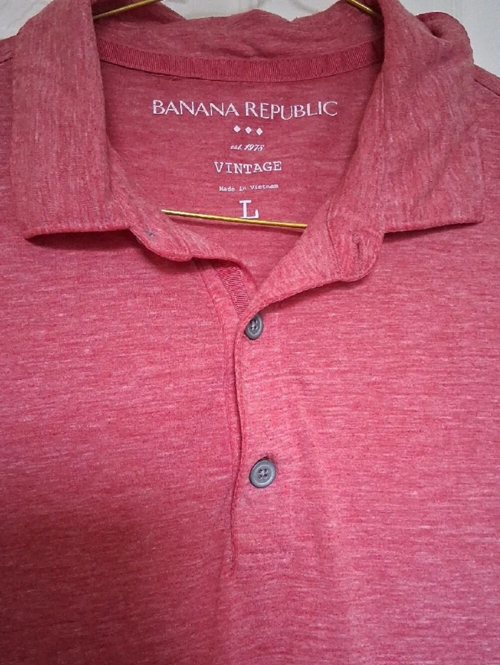 Banana Republic Men's Heathered Coral Red Polo
